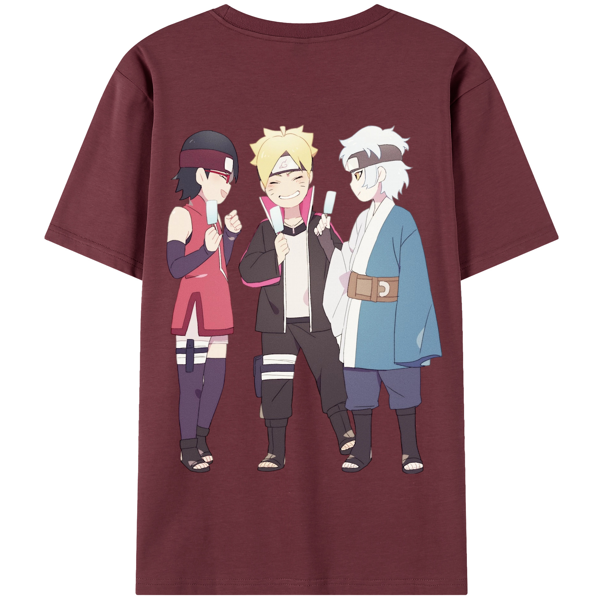 （画像用） NARUTO -ナルト- うちは サラダ Uchiha Sarada 綿100％半袖Tシャツ（背面プリント）